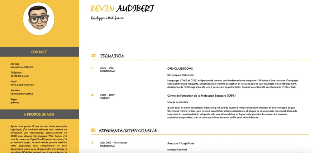 Curriculum-Vitae-projet-2-AK-developpeur-web